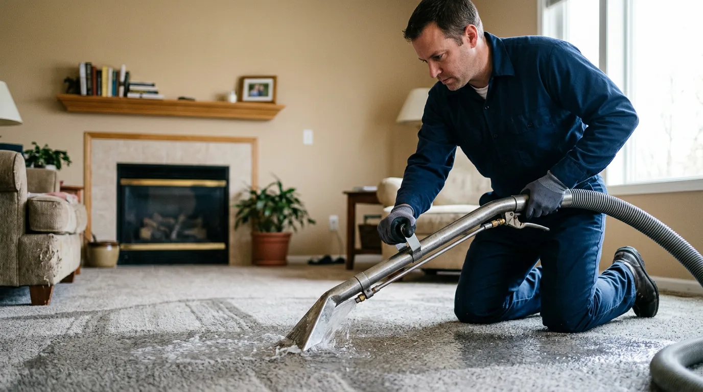 Water damage restoration technician working near Colfax, WI